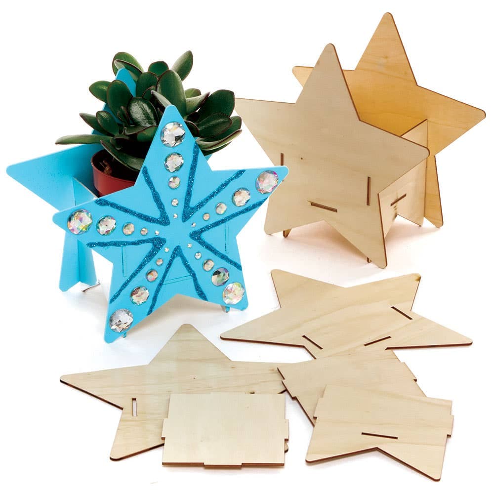Star Wooden Flowerpot Kits (Pack of 3) Nature Craft Kits