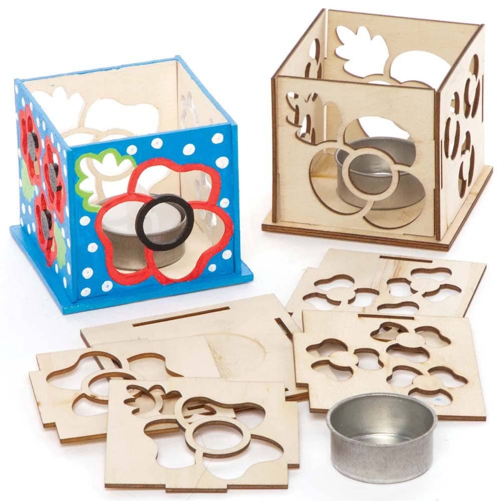 Poppy Wooden Tealight Holder Kits (Pack of 3) Craft Kits For Kids