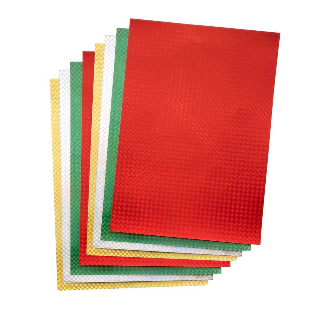 Christmas A4 Holographic Card 200gsm (Pack of 20) Christmas Craft Supplies 4 colours - Silver, Gold, Green & Red
