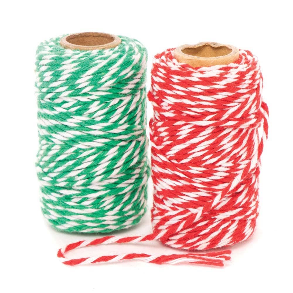 Christmas Twine (Pack of 2) Christmas Craft Supplies 2 colourways - Red/White & Green/White