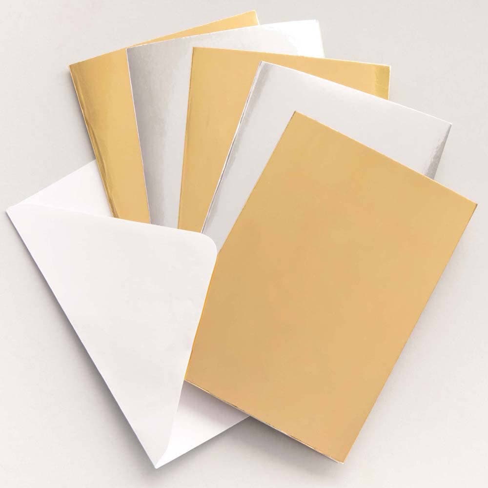 Metallic Gold & Silver Greeting Cards (Pack of 12) Craft Blanks & Bases 2 metallic colours - Gold & Silver
