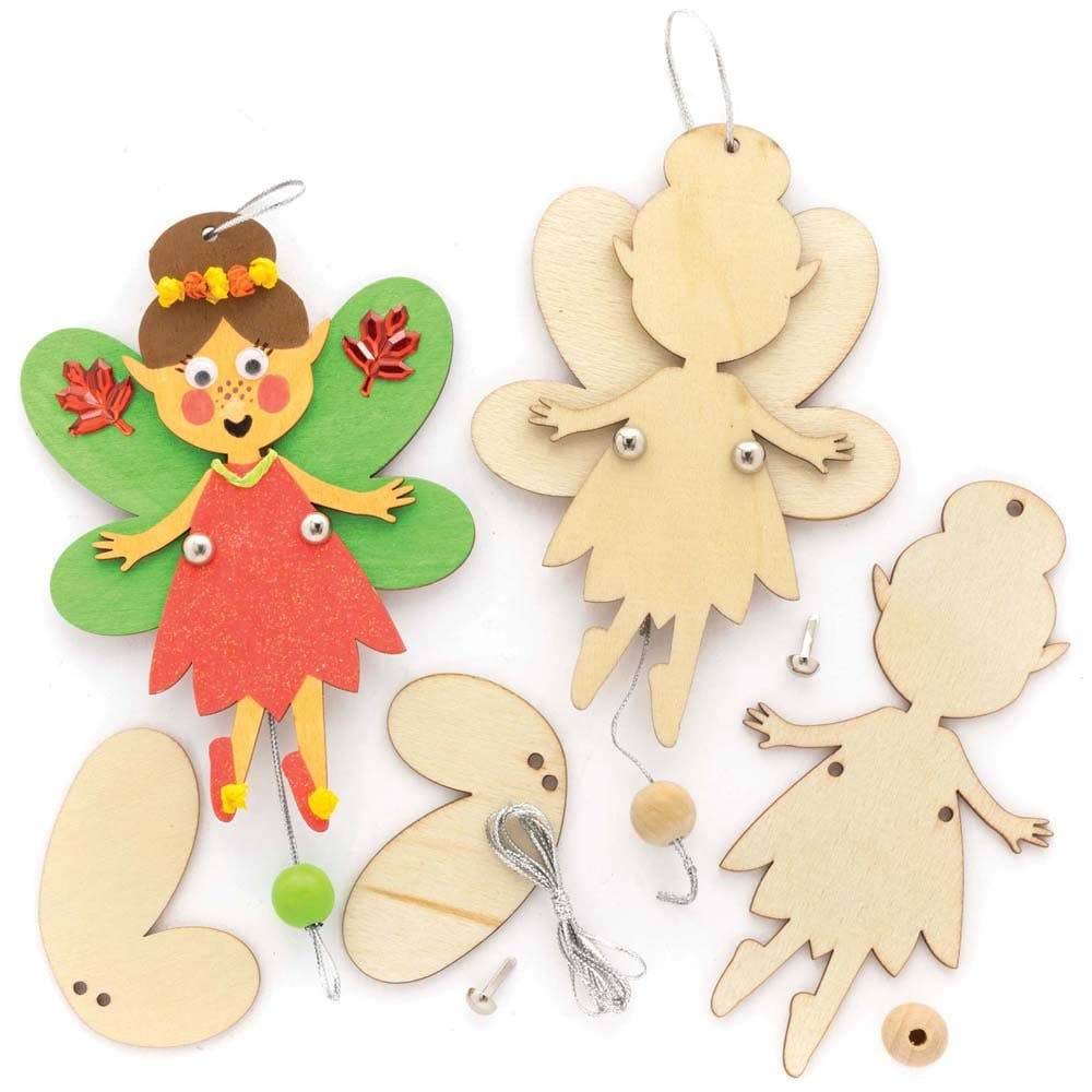Fairy Wooden Dancing Puppet Decoration Kits (Pack of 5) Christmas Crafts