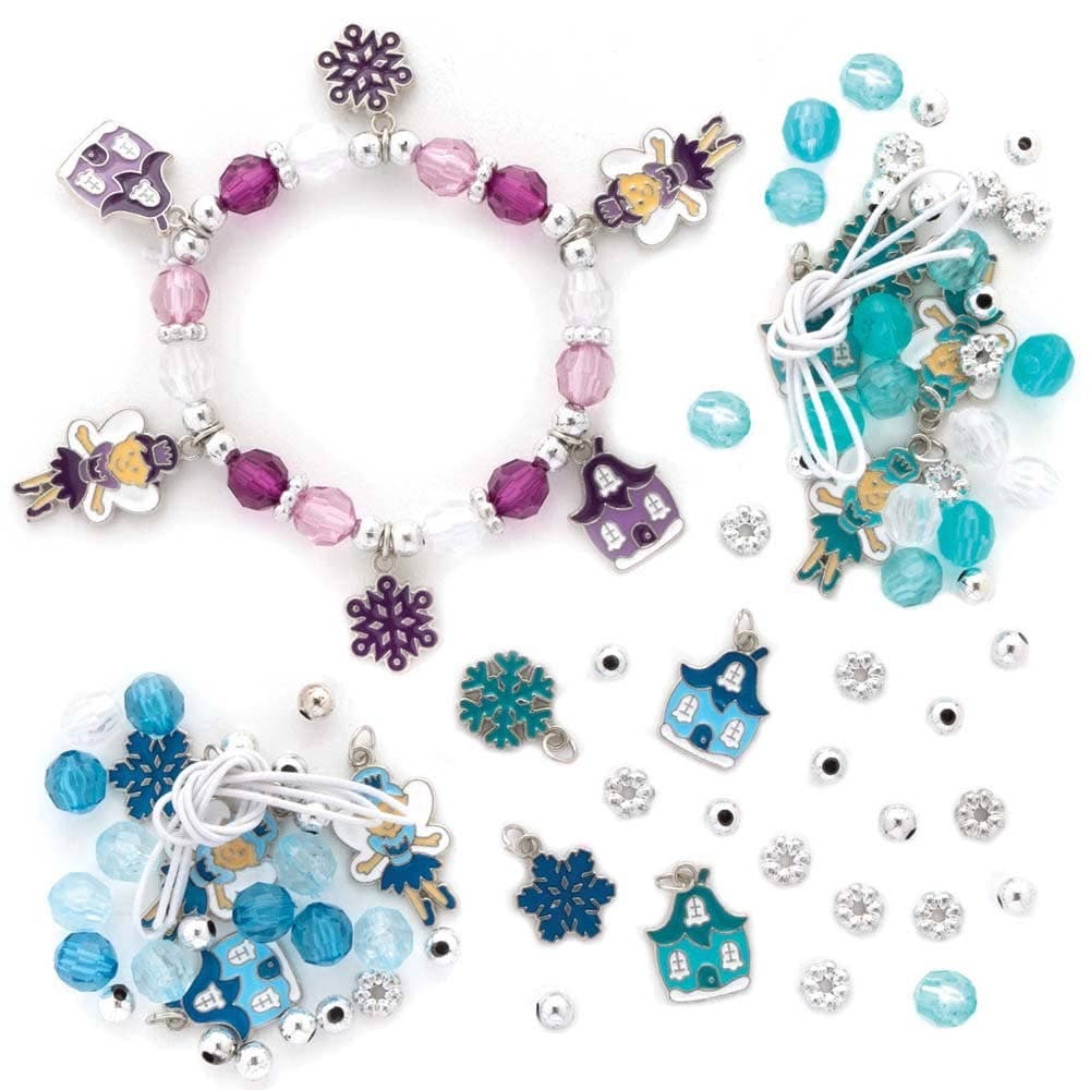 Winter Fairy Charm Bracelet Kits (Pack of 3) Christmas Crafts 3 colourways - Teal/White, Purple/White & Blue/White