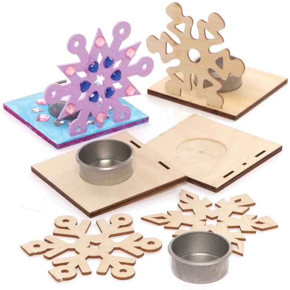 Snowflake Wooden Tealight Holder Kits (Pack of 4) Christmas Crafts