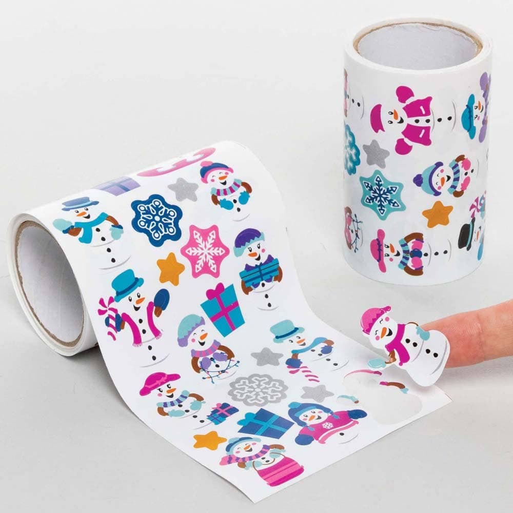 Snowman Sticker Rolls Value Pack (Pack of 800) Christmas Craft Supplies