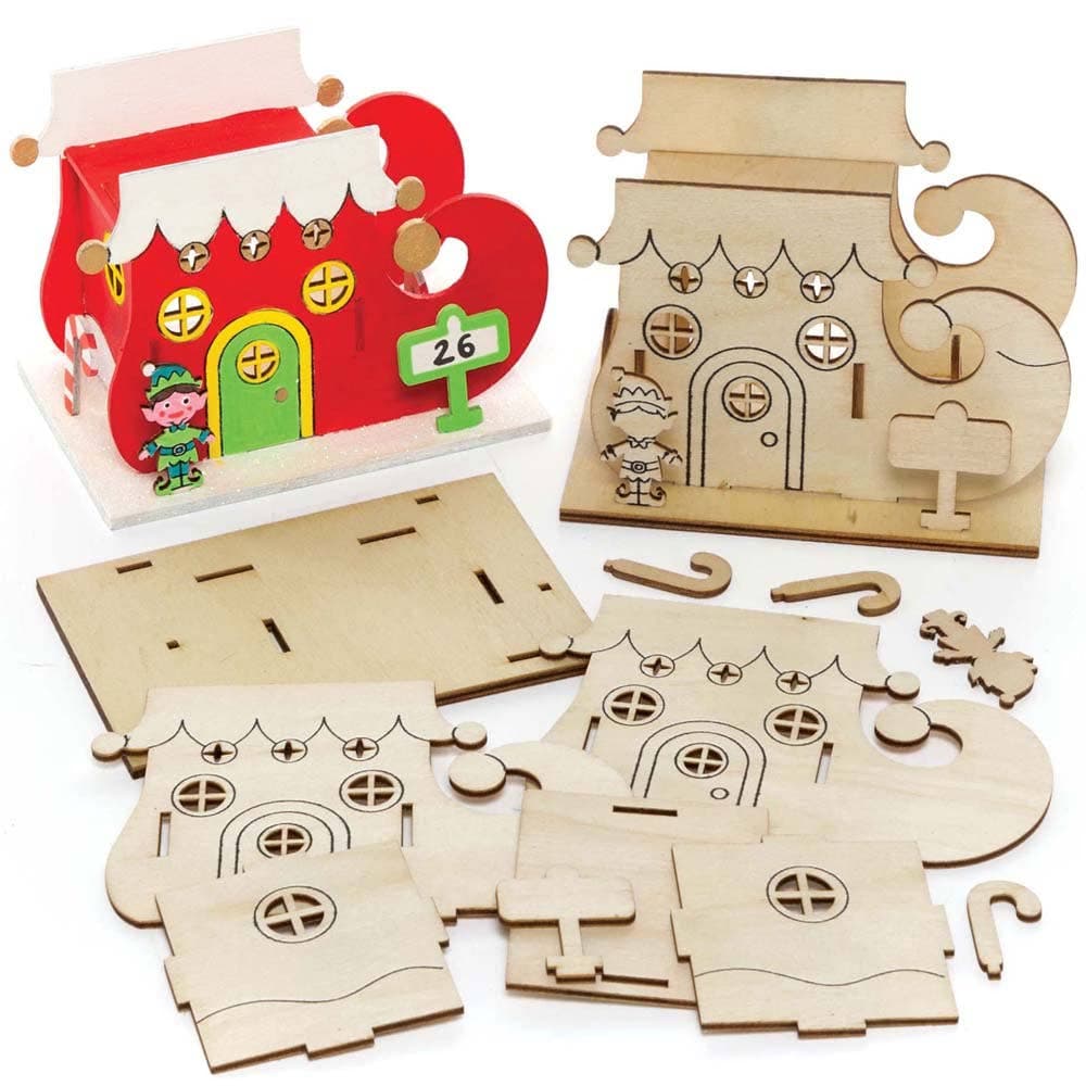 Christmas Elf Boot Wooden Tealight Holder Kits (Pack of 3) Christmas Crafts