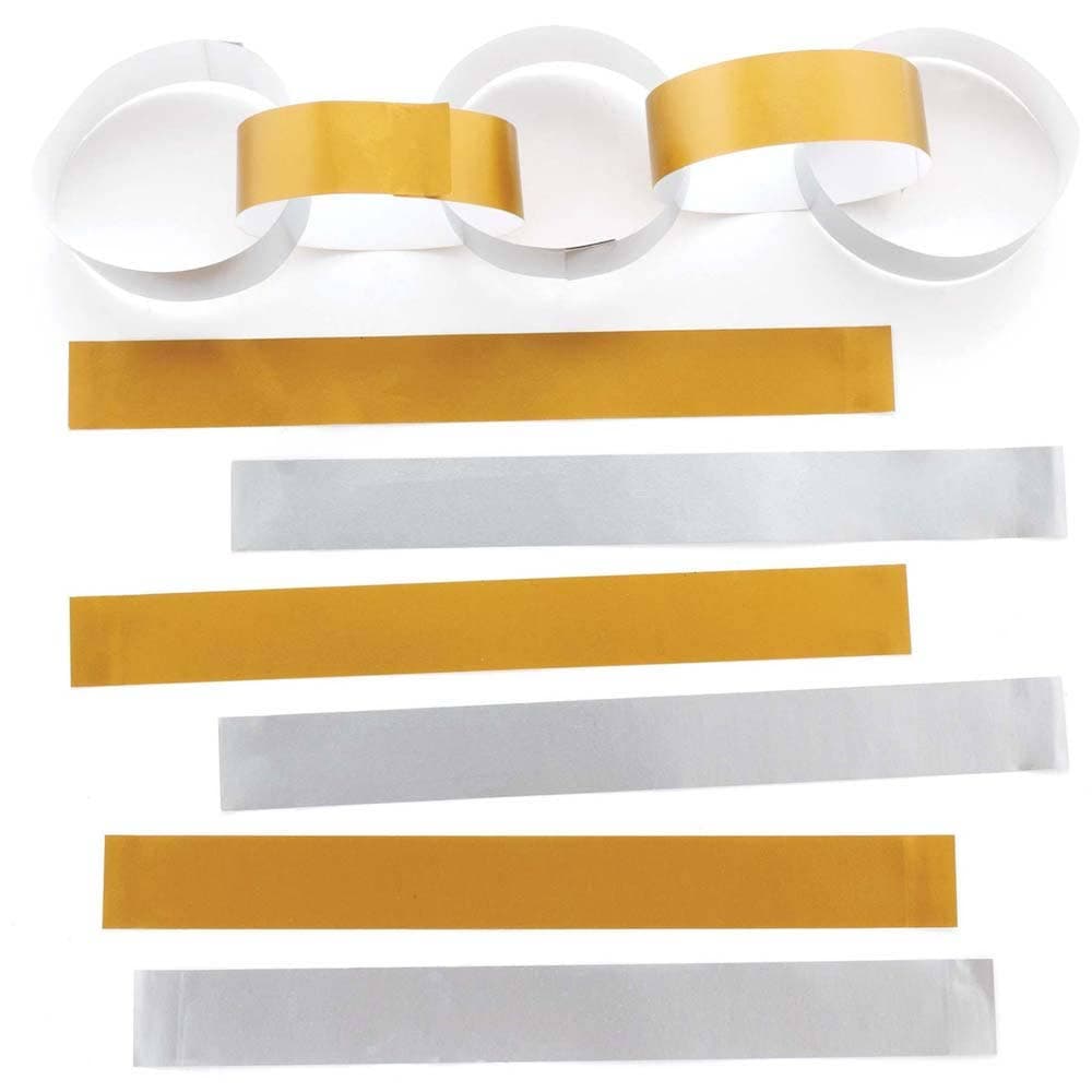 Gold & Silver Metallic Paper Chains (Pack of 200) Party Decorations 2 colours - Gold & Silver