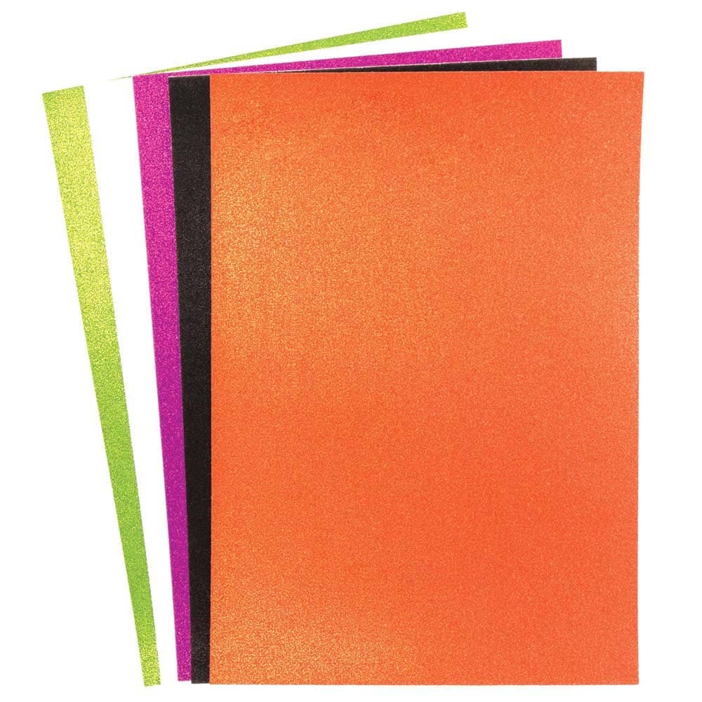 Halloween A4 Glitter Card 250gsm (Pack of 15) 5 Colours - Orange, Green, Purple, Black & Silver