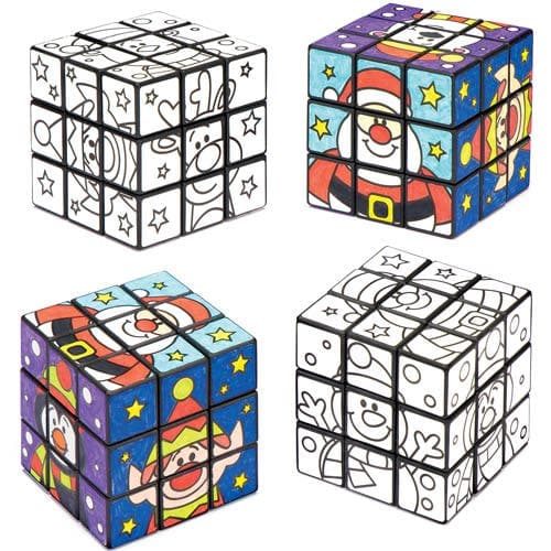 Festive Friends Colour-in Puzzle Cubes (Pack of 2) Christmas Toys