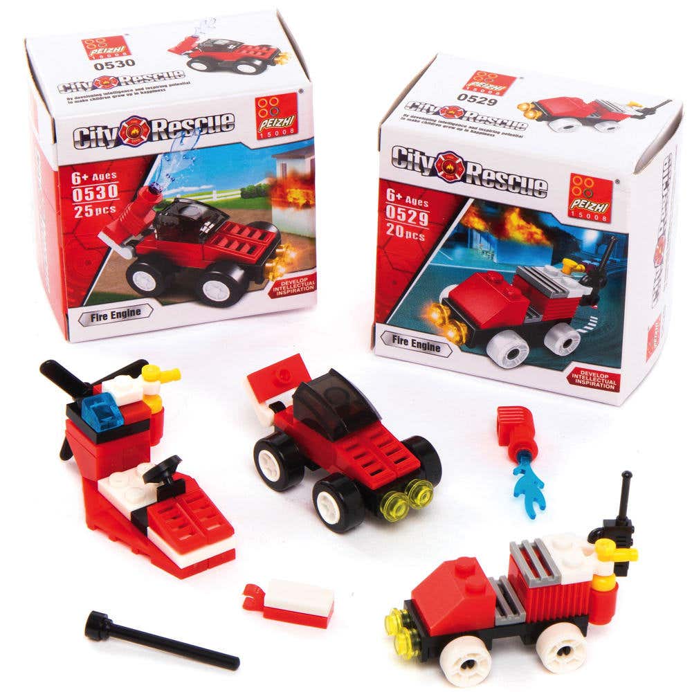Fire Rescue Building Brick Kits (Pack of 4) Creative Play Toys