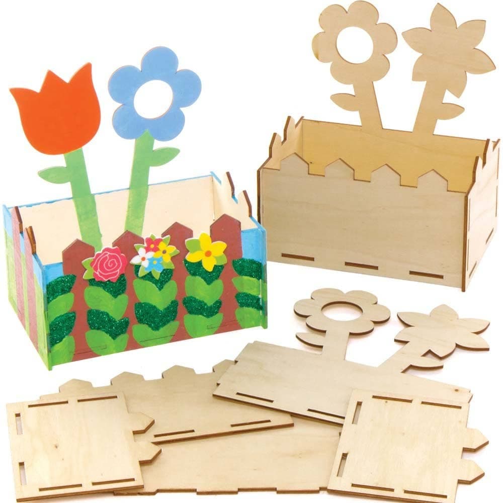 Flower Wooden Desk Tidy Kits (Pack of 3) Art Craft Kits