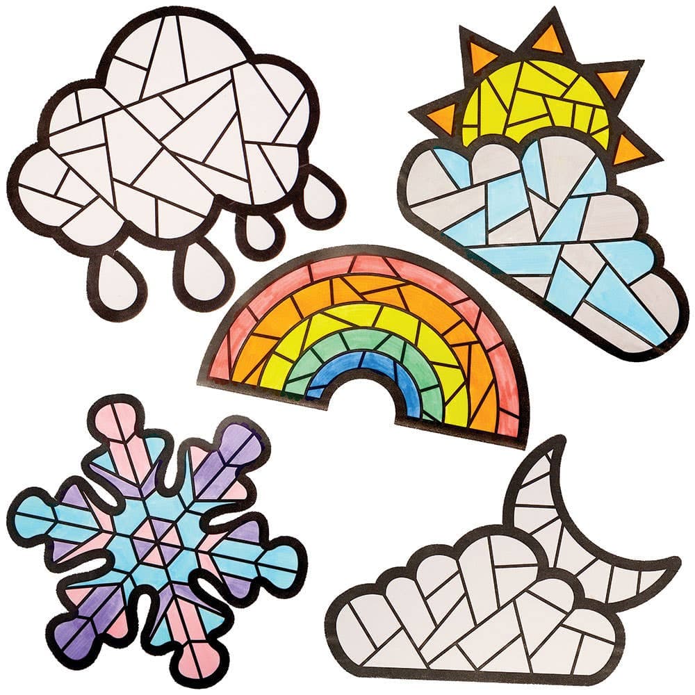 Weather Colour-in Window Decorations (Pack of 20)
