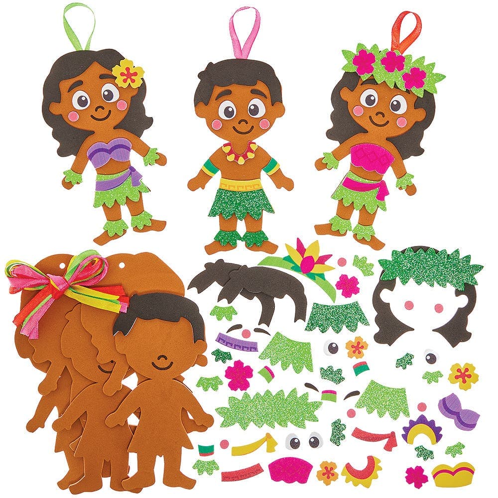 Pacific Islander Traditional Dress Mix & Match Kits (Pack of 8) Educational Crafts, 8 Assorted Designs, No Glue Required
