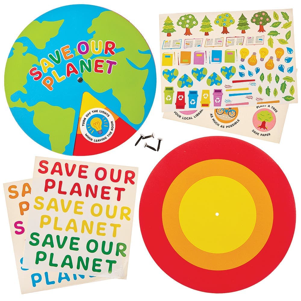 Save Our Planet Sticker Wheels (Pack of 5) Educational Crafts, All-In-One Craft Kits, Size 23cm Diameter