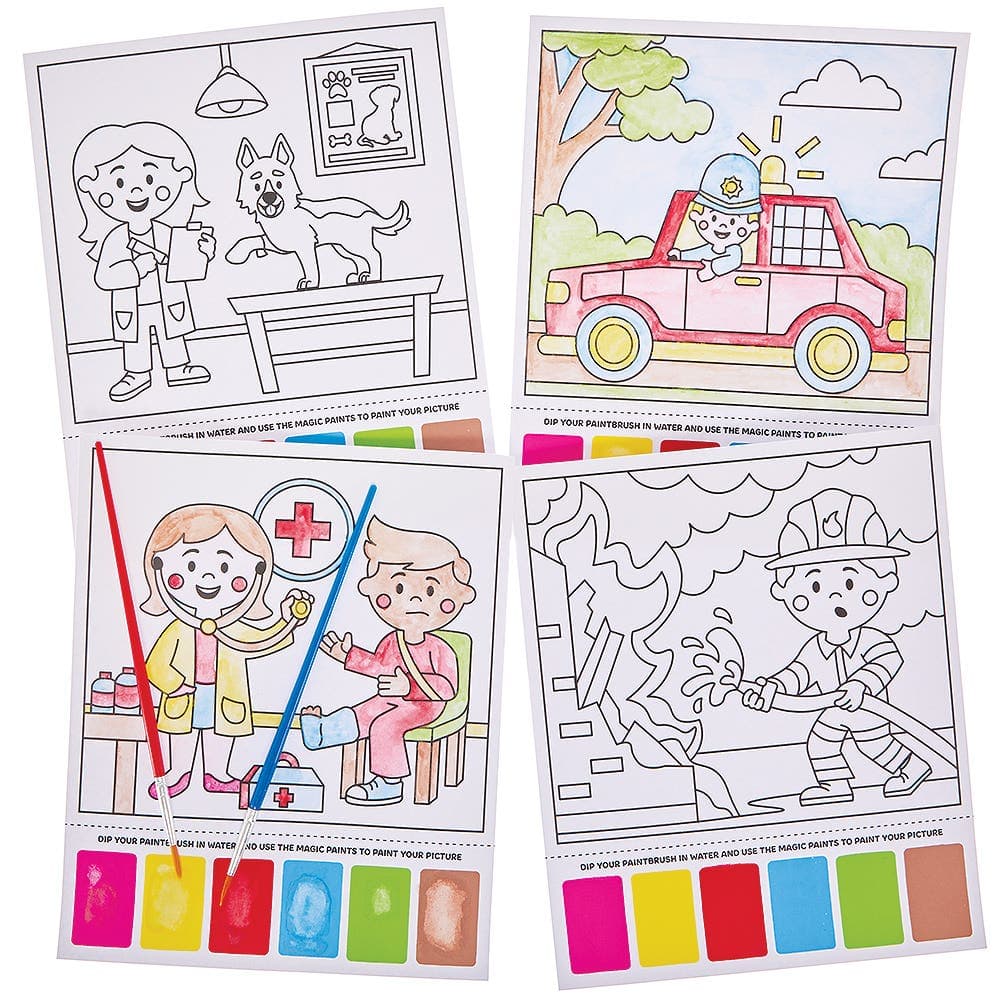 This Is Where I Work Magic Painting Pictures (Pack of 10) 6 paint colours - Pink, Yellow, Red, Blue, Green & Brown