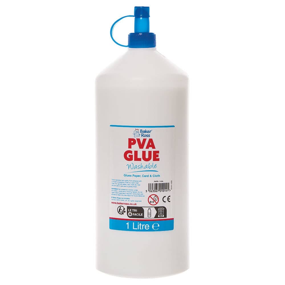 Washable PVA Glue 1 Litre (Each) Semi-Matte Finish, High-Quality PVA, Craft Room Essential, Classroom Supplies