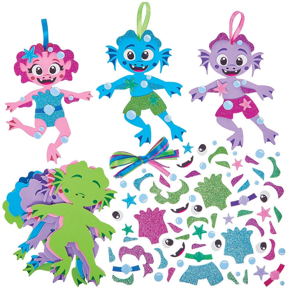 Sea Monster Squad Mix & Match Decoration Kits (Pack of 8) Foam, 15cm Tall, No Glue Required