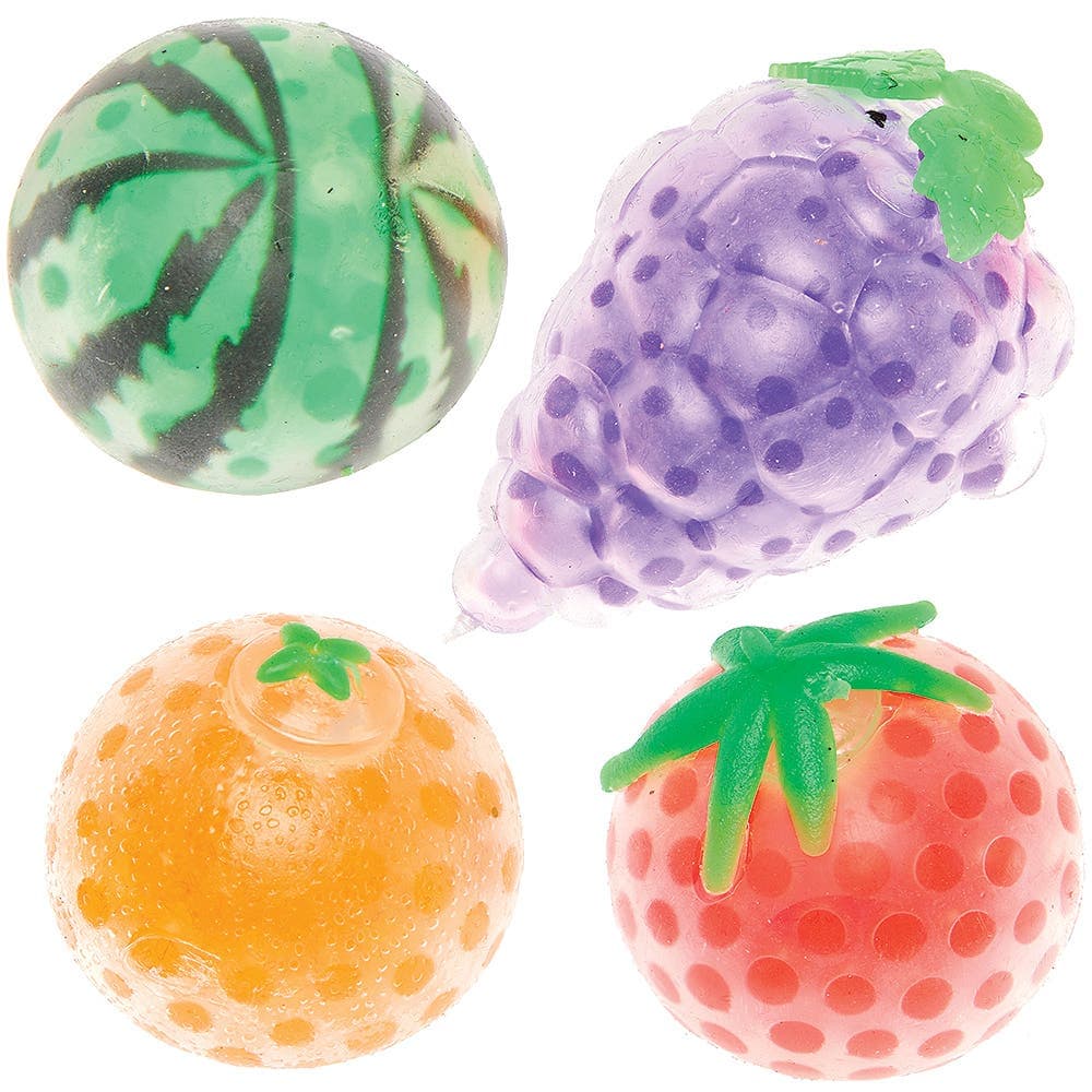 Soft Squeeze Fruit Toys (Pack of 4) 4 Assorted Designs, Size Approx. 7cm