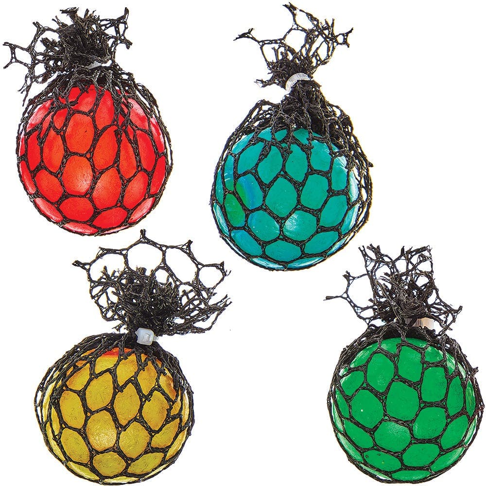 Mini Mesh Stress Balls (Pack of 8) 4 assorted colours - Red, Yellow, Blue & Green