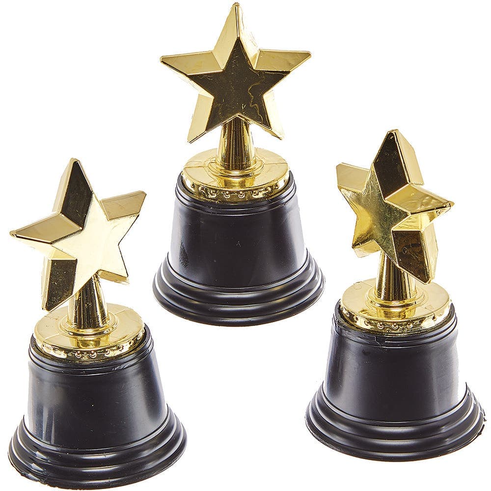 Star Trophies (Pack of 4) 11.5cm High, Plastic Toy Trophies, Good For Gifts/Parties, 1 Design