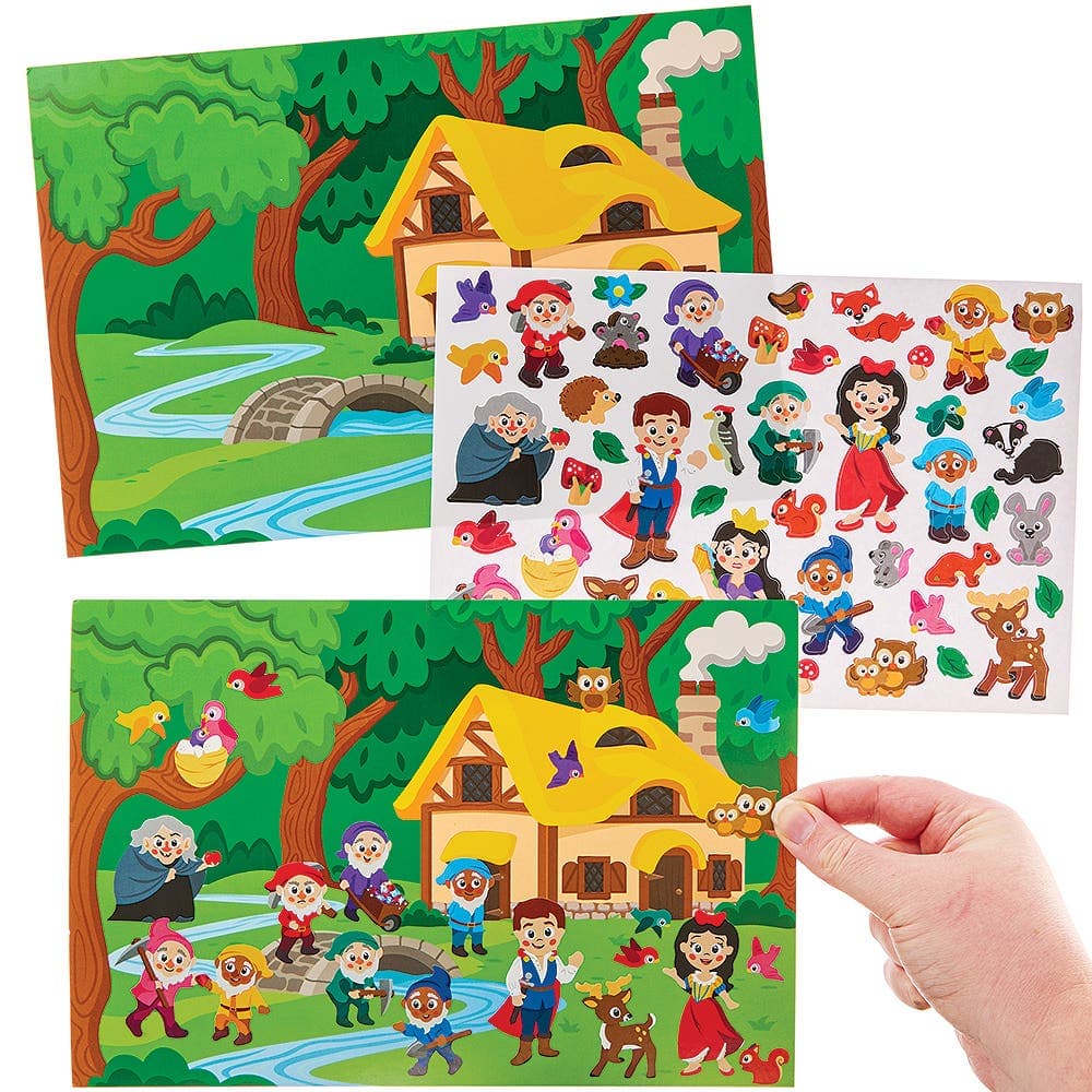 Snow White Sticker Scenes (Pack of 4) 30+ Repositionable Stickers, Size 27cm x 18cm, 1 Scene Design