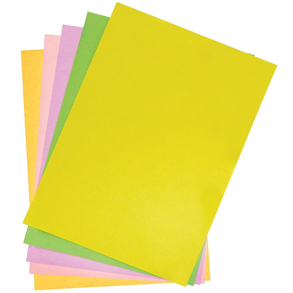 A4 Sugar Paper 65gsm (Pack of 80) 5 Assorted Colours - Yellow, Pink, Purple, Green & Orange