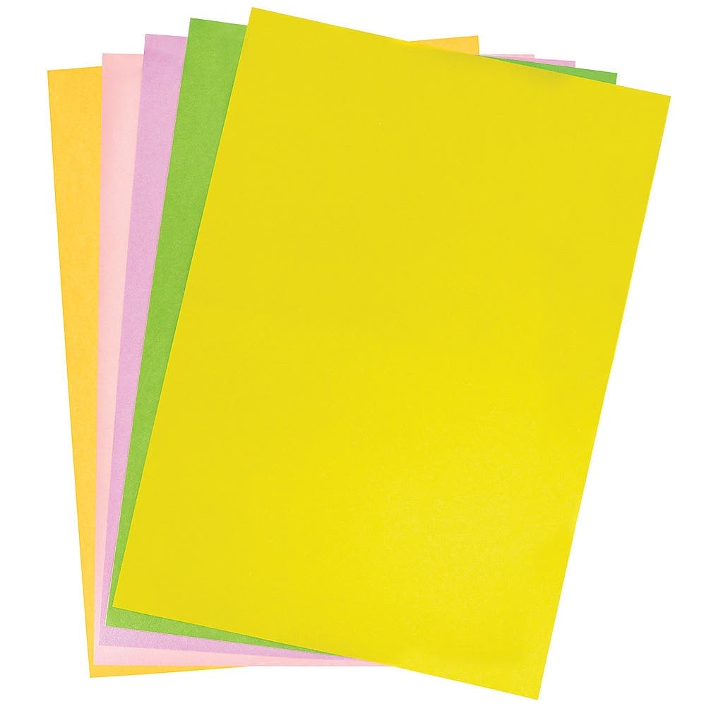 A3 Sugar Paper 65gsm (Pack of 40) 5 Assorted Colours - Yellow, Pink, Purple, Green & Orange