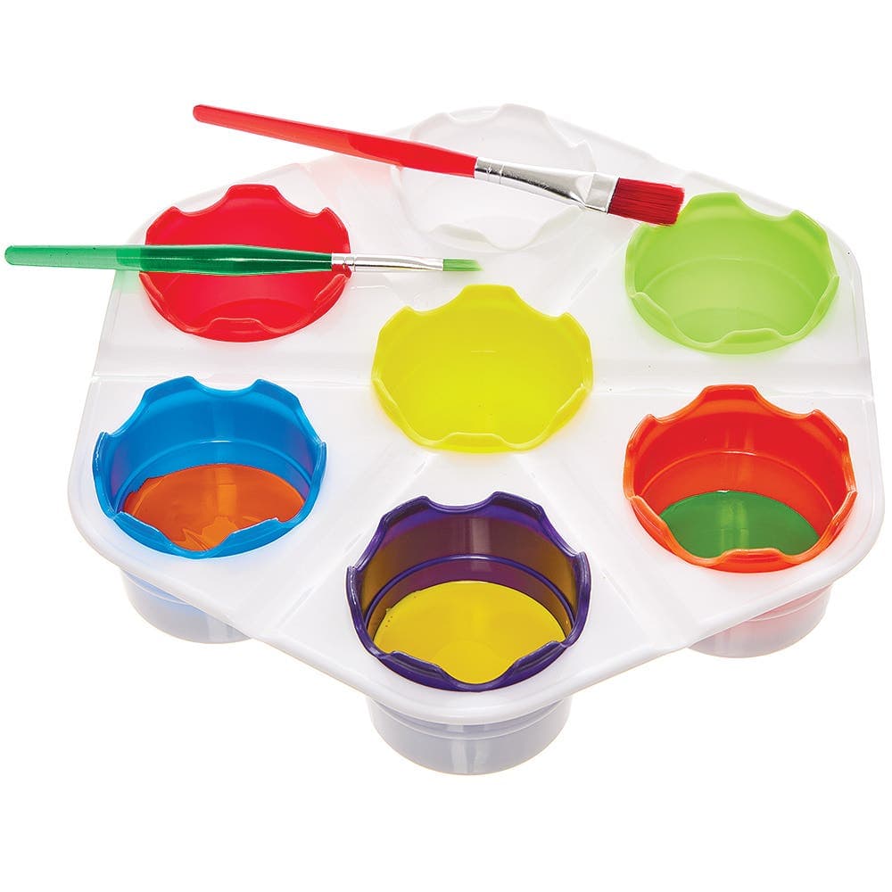 Coloured Paint Palette (Each) 7 Colours, Removable Pots For Cleaning, Art Supplies