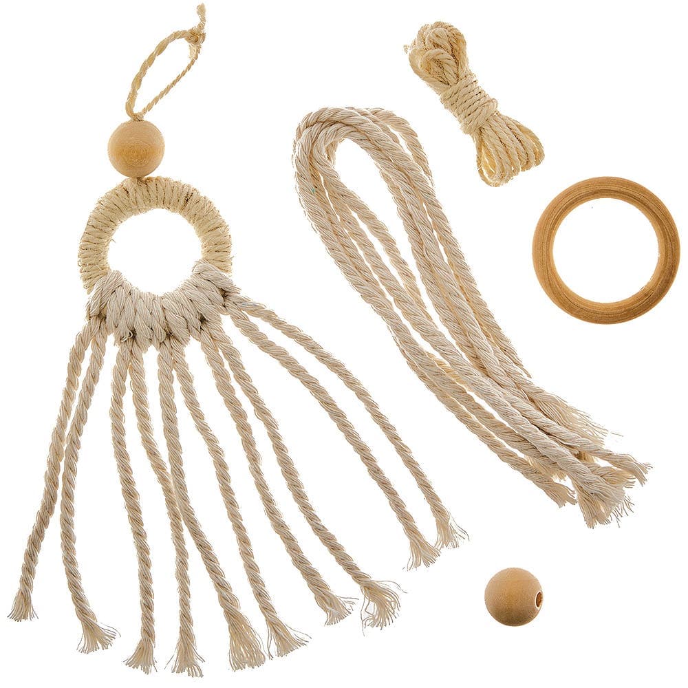 Macramé Tassel Kits (Pack of 2) Wooden Beads, Ring, Rope, & Cord Included, All-In-One Crafts