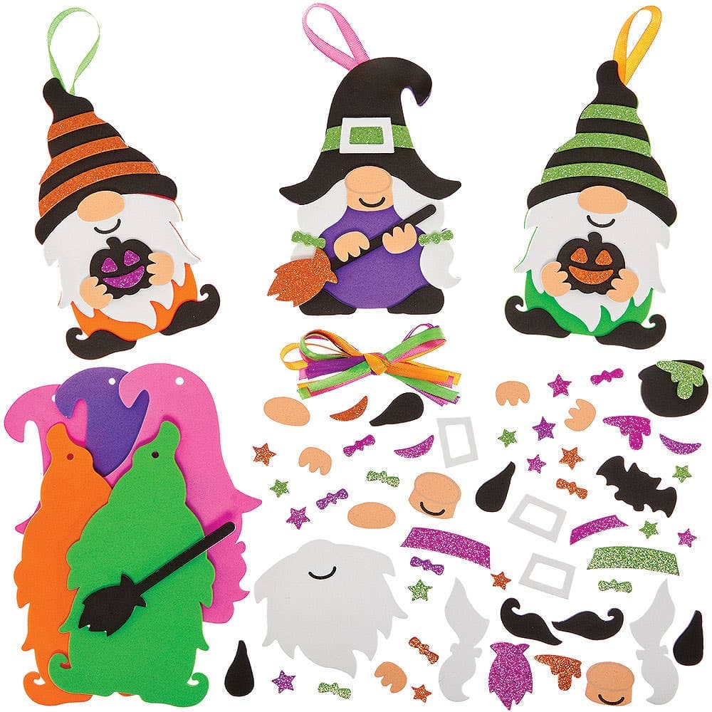 Halloween Gonks Mix & Match Decoration Kits (Pack of 8) Craft Kits For Kids, No Glue Required, Boo Basket Fillers