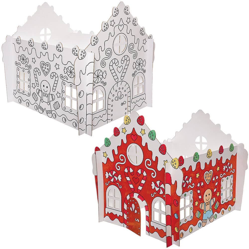 Build Your Own Giant Gingerbread Play House (Each) Christmas Colouring Crafts For Kids, 42cm x 41cm