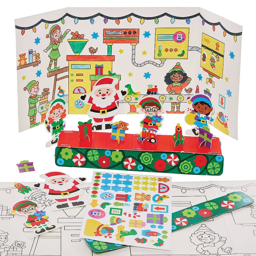Santa’s Workshop Colour-in 3D Sticker Scenes (Pack of 2)