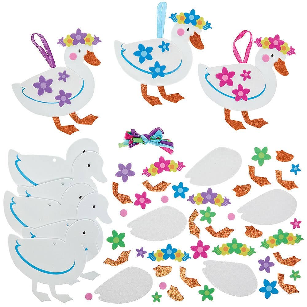Springtime Ducks Mix & Match Decoration Kits (Pack of 8) 4 assorted colours - Blue, Purple, Pink & Green