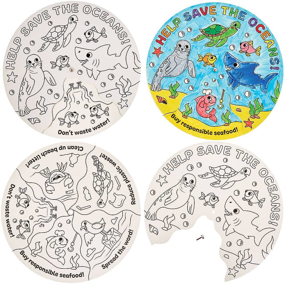 Save the Oceans Colour-in Wheel Kits (Pack of 5)