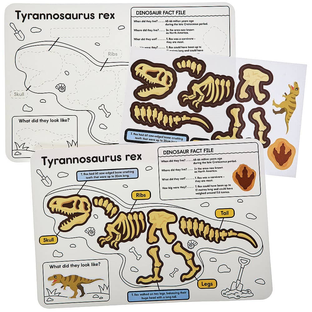 Dinosaur Fossil Sticker Fact Sheets (Pack of 4)