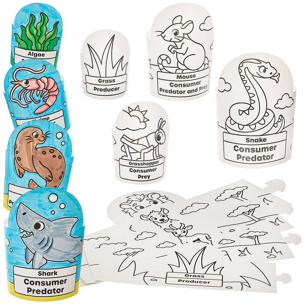 Food Chain Animal Nesting Colour-in Sets (Pack of 3)