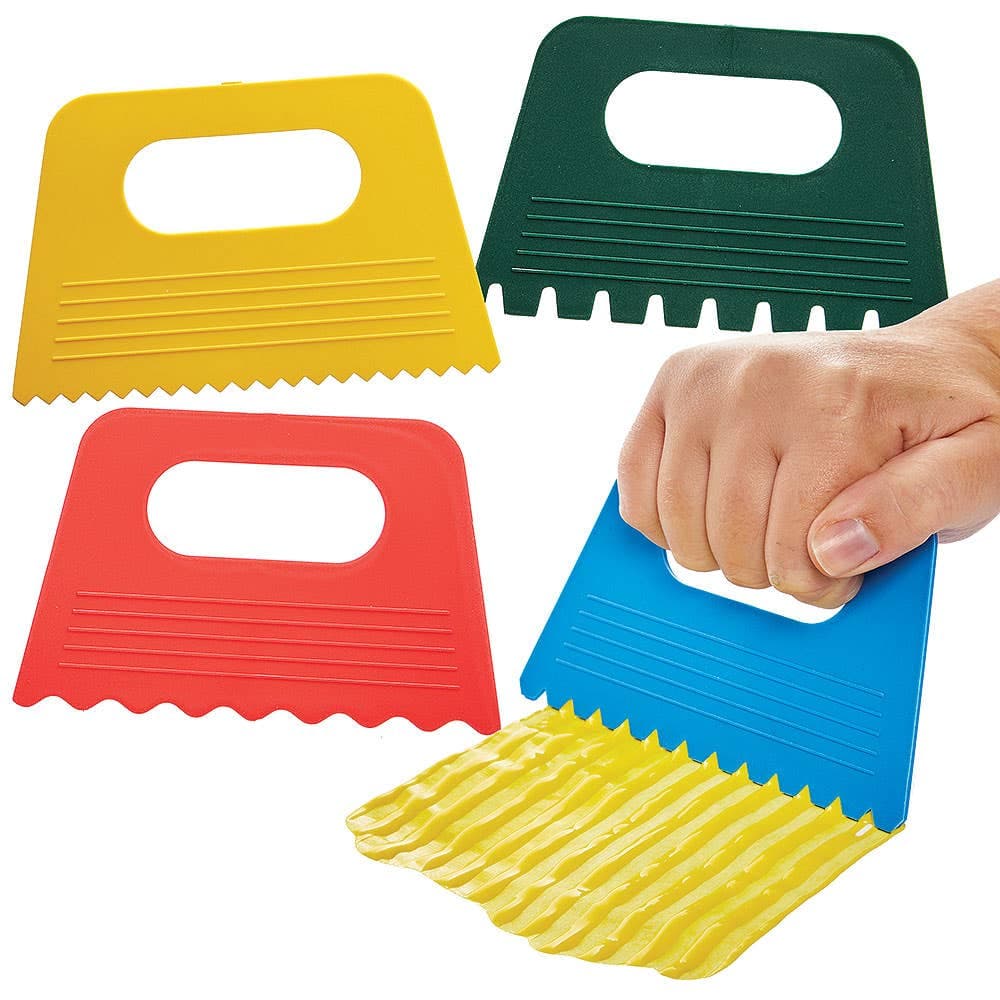 Paint & Texture Art Scrapers (Pack of 4) 4 colours - Red, Yellow, Green & Blue