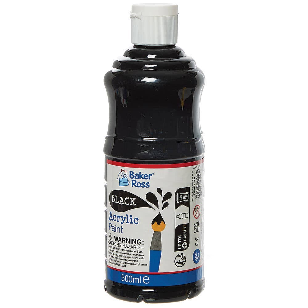 Black Acrylic Paint 500ml (Each) Black