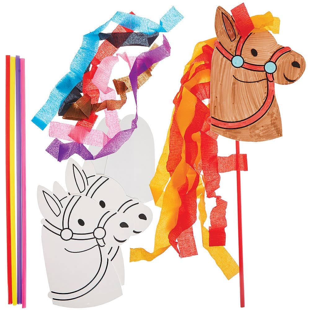 Hobby Horse Wand Kits (Pack of 8) 4 stick colours - Purple, Yellow, Red & Pink