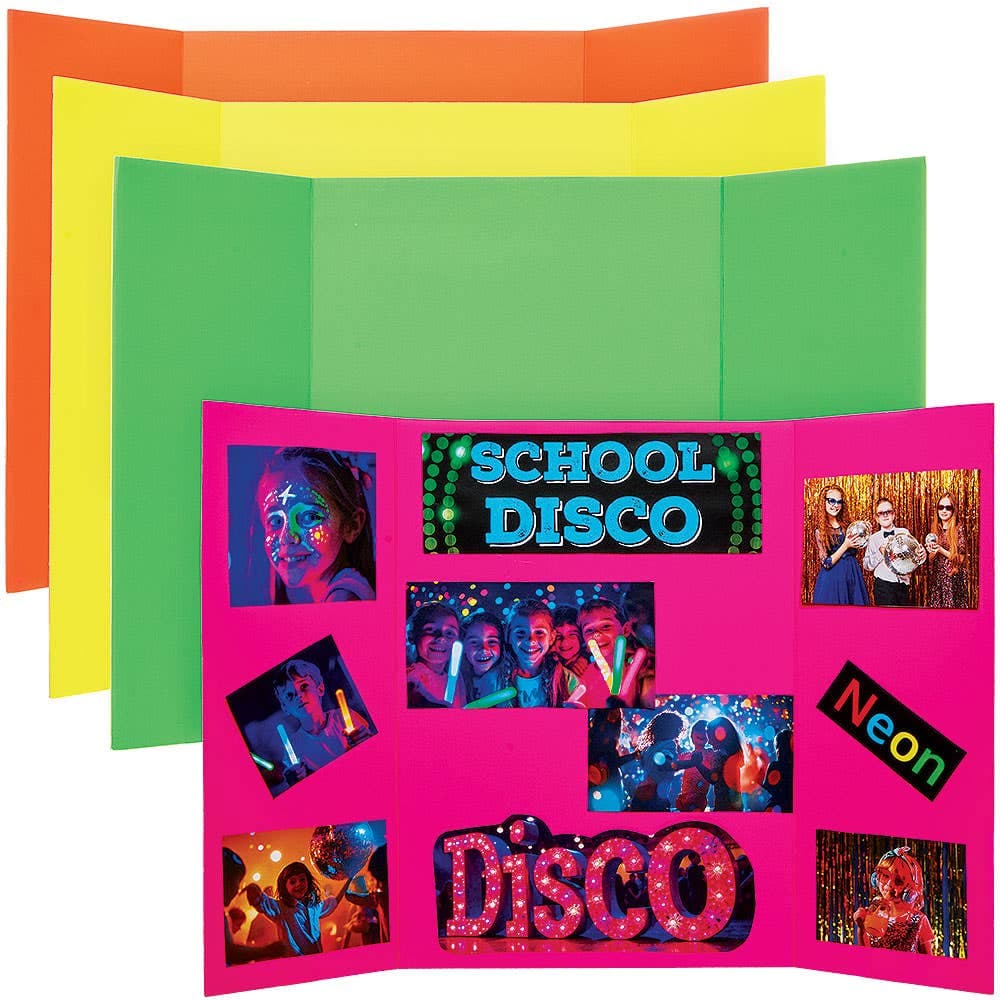 Small Neon Presentation Boards (Pack of 4) 4 assorted neon colours - Pink, Yellow, Green & Orange