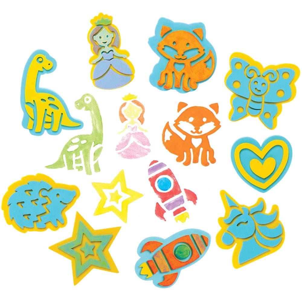 Foam Stampers Bumper Value Pack (Pack of 20) Art Supplies, Art Materials 2 foam colours - Blue & Yellow