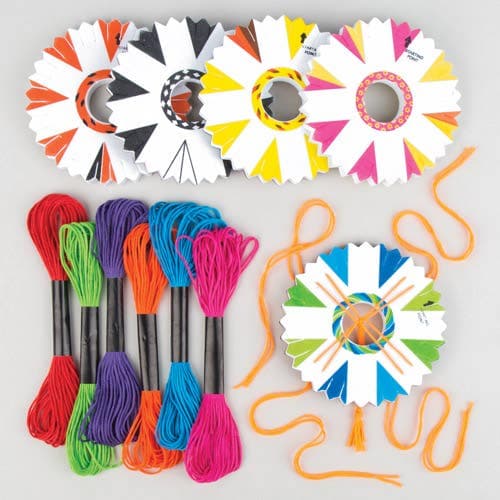 Friendship Bracelet Kits (Pack of 4) 36m Coloured Thread & 4 Assorted Design Rings, Jewellery Making