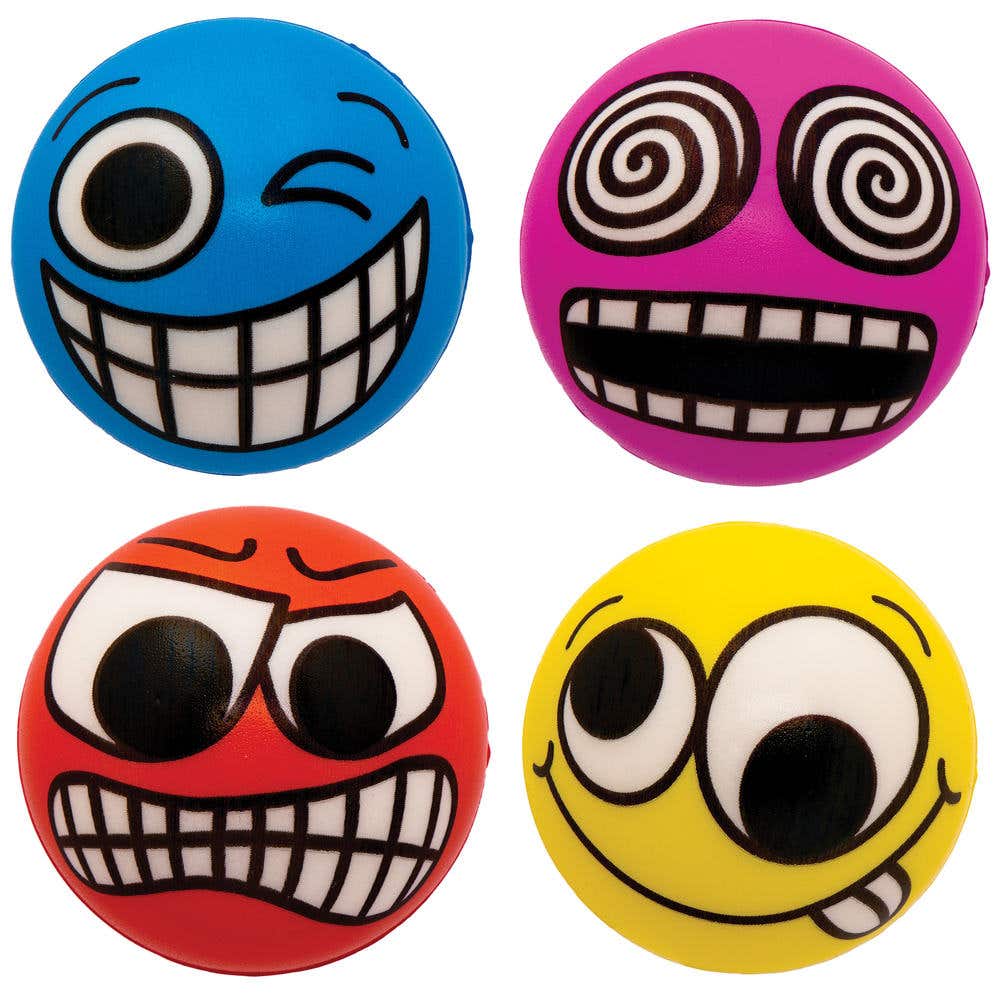 Funky Face Squeezy Balls (Pack of 6) Soft & Sensory Toys 6 assorted colours - Red, Pink, Blue, Green, Yellow & Orange