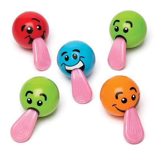 Funny Face Tongue Stretchers (Pack of 5) 5 assorted colours - Blue, Orange, Red, Green & Yellow