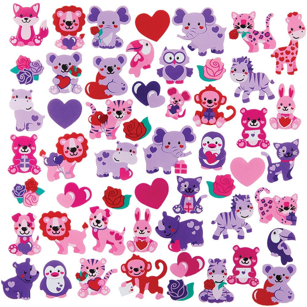 Jungle Animal Heart Foam Stickers (Pack of 200) Christmas Craft Supplies