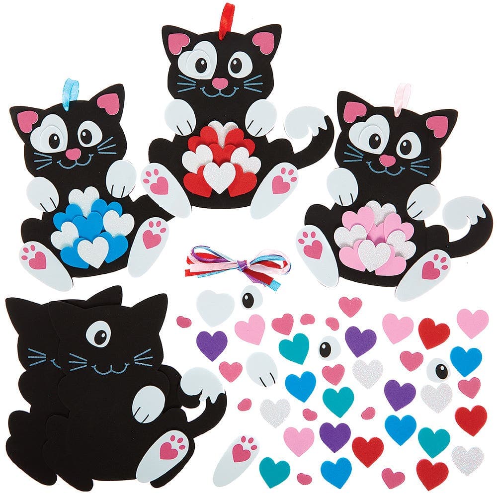 Kitten Heart Decoration Kits (Pack of 5) Decoration Craft Kits