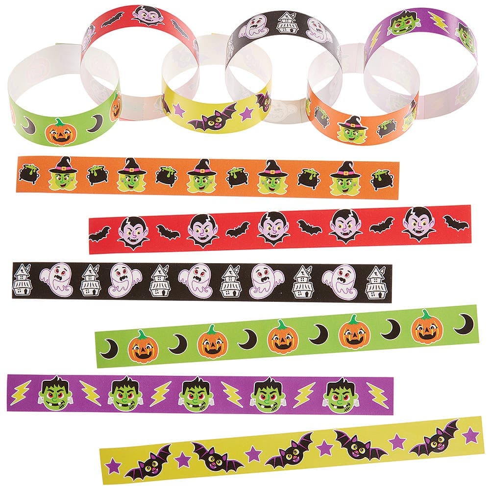 Halloween Paper Chains (Pack of 240) DIY Halloween Decorations, 6 Assorted Colours/Designs