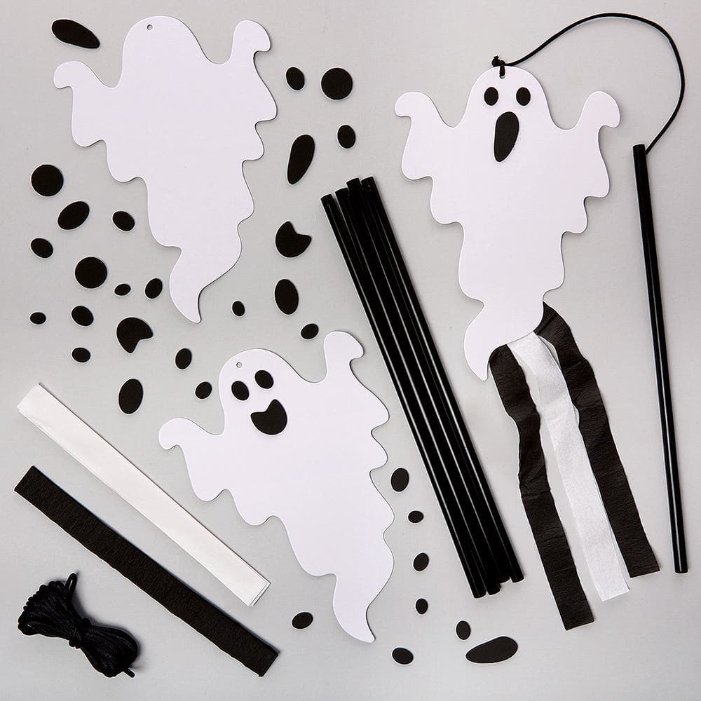 Dangling Spooky Ghost Kits (Pack of 8) Halloween Crafts, All-In-One Kits, Ghost Size 21cm