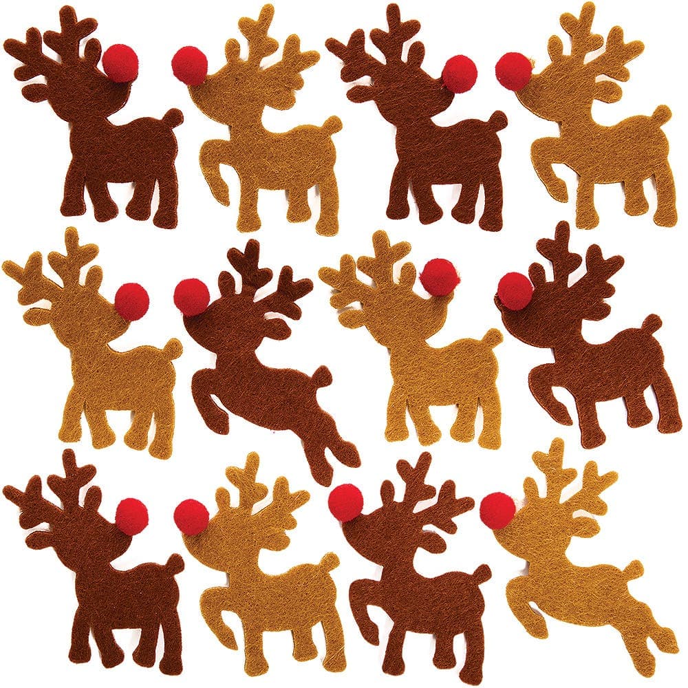 Reindeer Pom Pom Stickers (Pack of 80) Christmas Craft Supplies 2 assorted colours - Light Brown & Dark Brown