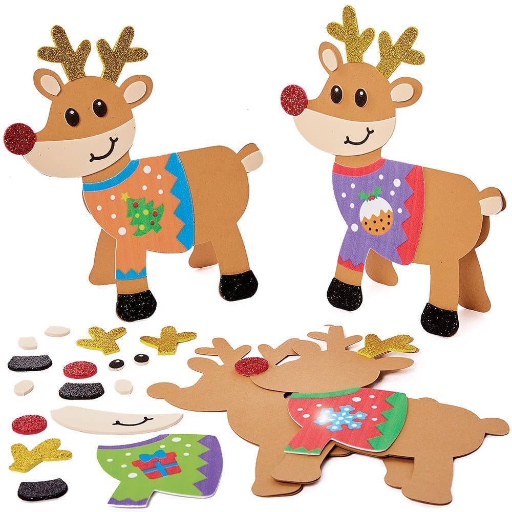Reindeer Christmas Jumper Greeting Card Kits (Pack of 6) Christmas Crafts
